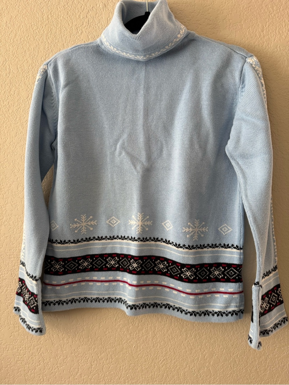 Hanna Andersson Womens Pale Blue Nordic Crewneck Sweater